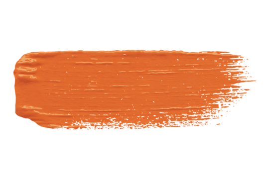 Orange paint stroke texture isolated on transparent background