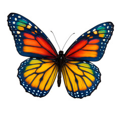 Fototapeta premium Stunning 3D Colorful Butterfly with Vivid Wings on White Background – Nature-Inspired Digital Art for Prints, Decor, and Education.