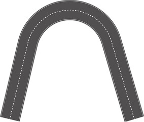 Wavy Curved Road. Top view. Flat illustration isolated on white background.