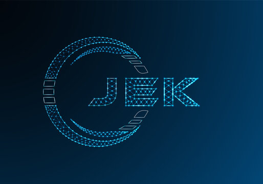 JEK low poly letter logo vector design. JEK lower poly logo design. Low poly logo.