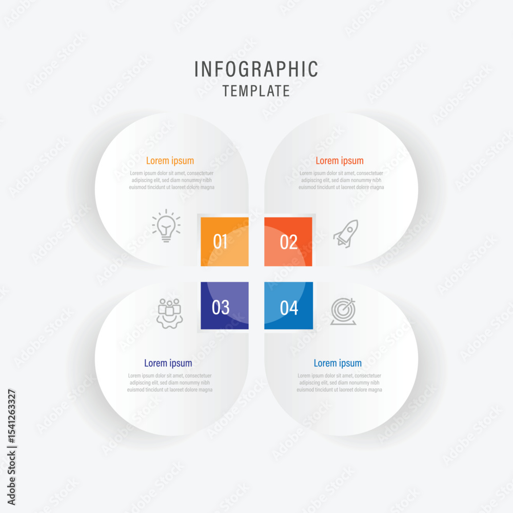 Poster business template presentation. management planning concept. 4 step process infographic vector eleme