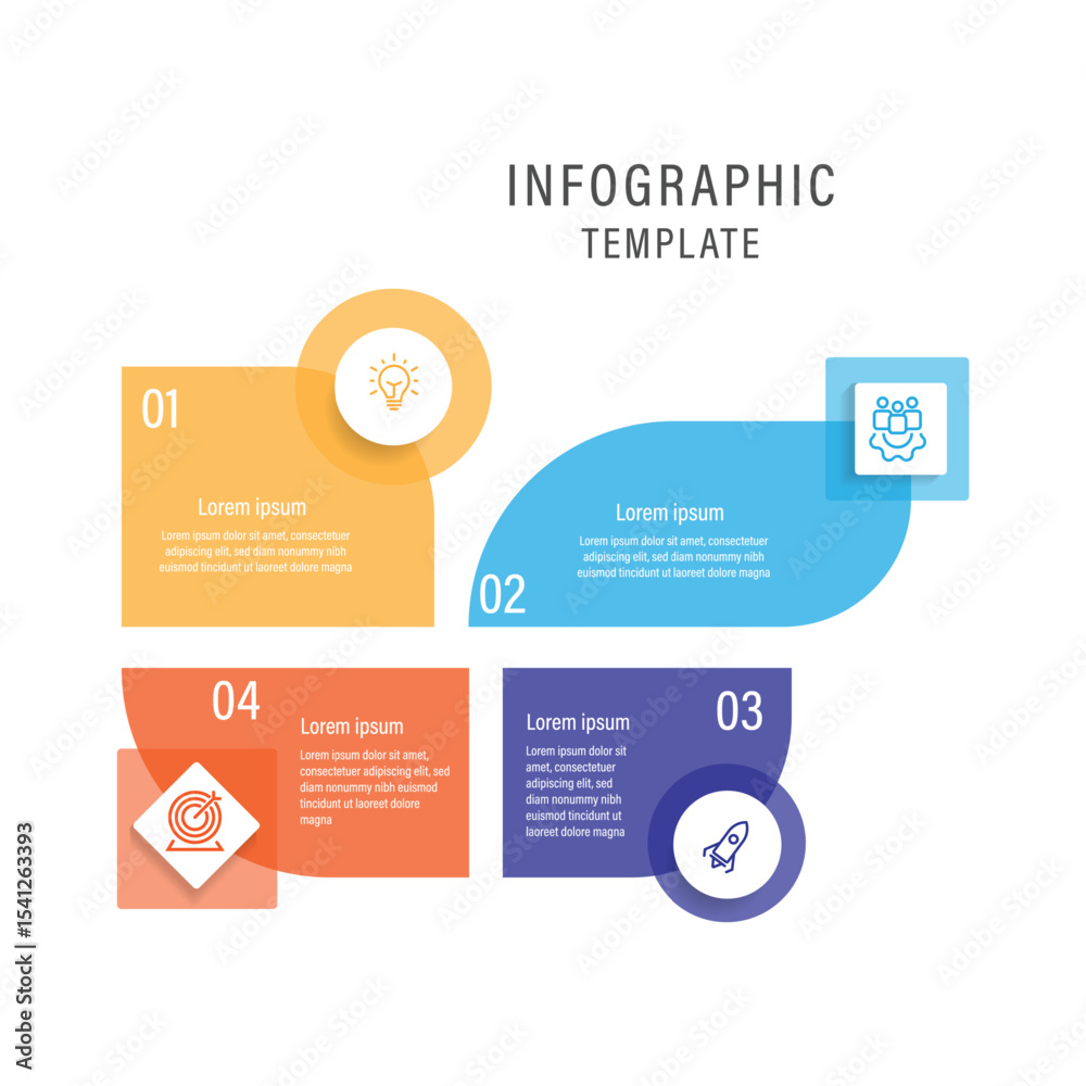 Poster business template presentation. management planning concept. 4 step process infographic vector eleme