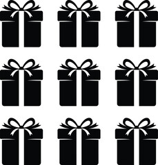 Elegant gift box set silhouette isolated on white background. Vector illustration. 