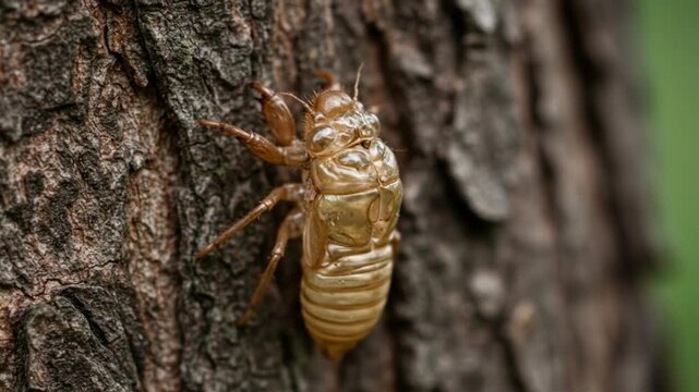 Cicada exoskeleton clings to bark