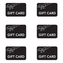 Gift card design silhouette set isolated on white background. Vector illustration. 
