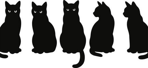 set of black cats vector design