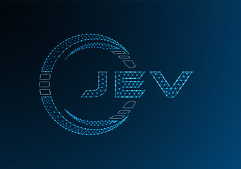 JEV low poly letter logo vector design. JEV lower poly logo design. Low poly logo.