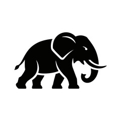 Black Elephant Icon Illustration White Background
