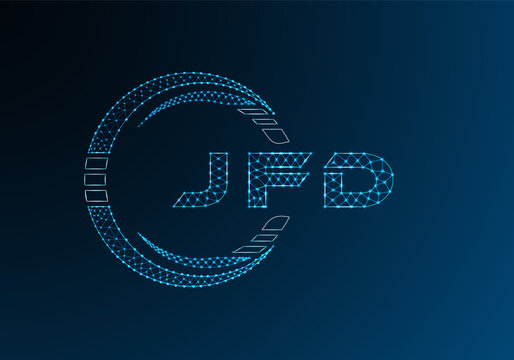 JFD low poly letter logo vector design. JFD lower poly logo design. Low poly logo.