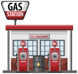 Retro Gas Station Vector Illustration