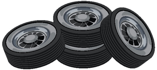 Obraz premium Stacked Car Tires Vector Illustration