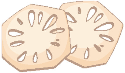 Obraz premium Lotus Root Slices Vector Illustration