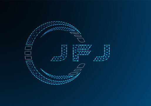 JFJ low poly letter logo vector design. JFJ lower poly logo design. Low poly logo.