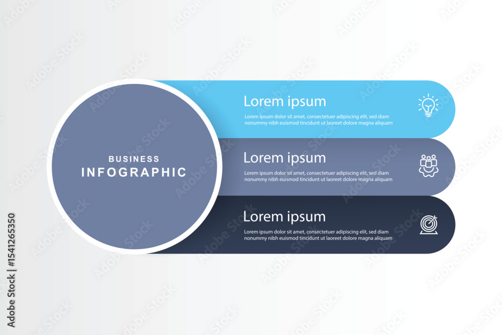 Poster modern template infographic vector element. 3 step circle infographic. banner presentation with icon