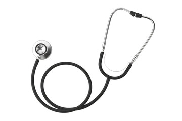 Black and silver stethoscope isolated on transparent background