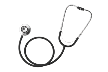 Black and silver stethoscope isolated on transparent background