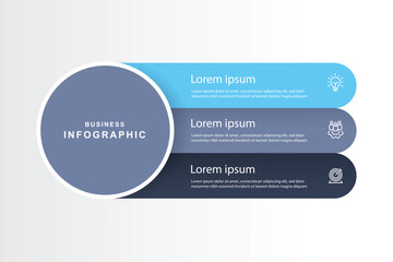 Obraz premium Modern template infographic vector element. 3 step circle infographic. Banner presentation with icons