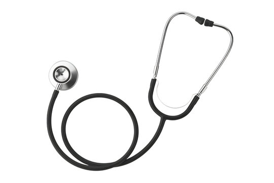 Black and silver stethoscope isolated on transparent background