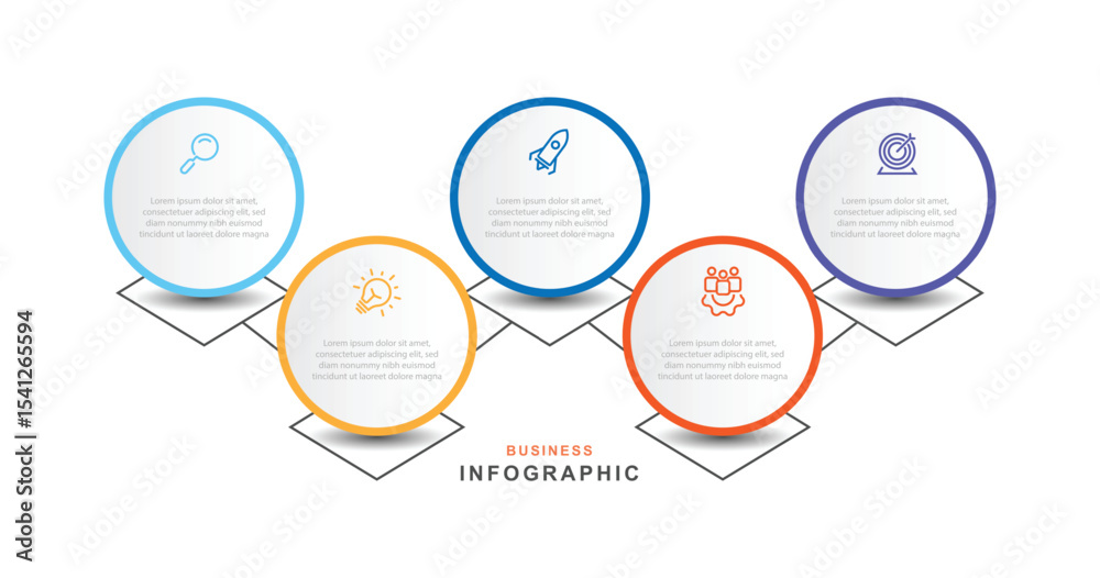 Poster business template presentation. management planning concept. 5 step process infographic vector eleme