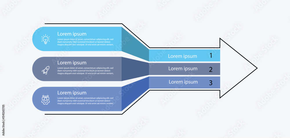 Poster business infographic template vector element. 3 step with line arrow and icons. business starting co