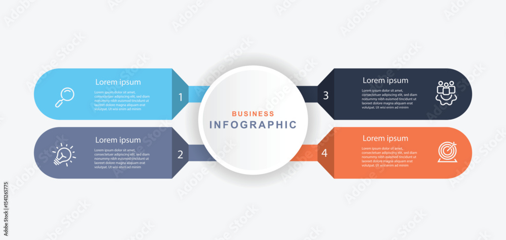 Poster business template presentation. management planning concept. 4 step process infographic vector eleme