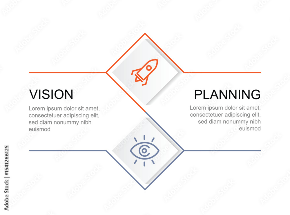 Poster business template presentation. management planning concept. 2 step process infographic vector eleme