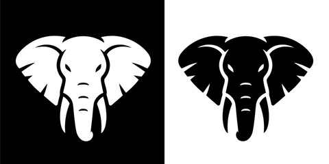 Black and White Elephant Head Symbol