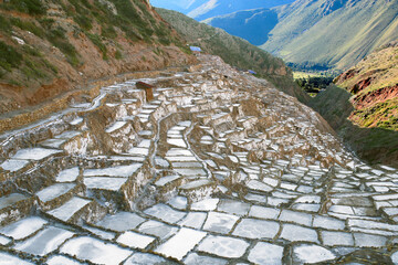 Salinas de Maras, Peru. natural salt mine. Inca Salt pans at Maras, near Cuzco in Sacred Valley