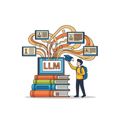 Conceptual vector illustrations of large-scale language models (LLM).
