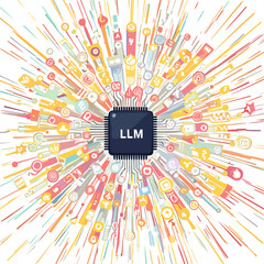 Conceptual vector illustrations of large-scale language models (LLM).
