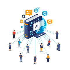 Conceptual vector illustrations of large-scale language models (LLM).