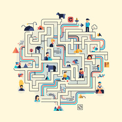 Conceptual vector illustrations of large-scale language models (LLM).