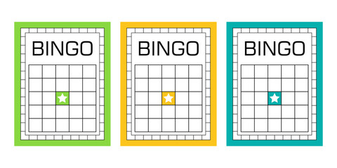 Bingo card templates without numbers. Clean and empty lotto sheets for gambling games. Vector collection of blank betting tickets for casino design, lucky events and entertainment illustrations.