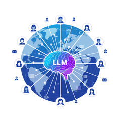 Conceptual vector illustrations of large-scale language models (LLM).