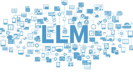 Conceptual vector illustrations of large-scale language models (LLM).