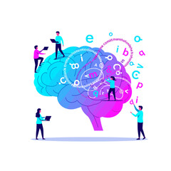 Conceptual vector illustrations of large-scale language models (LLM).