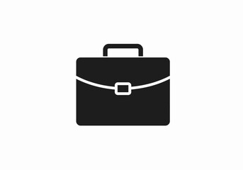 A black briefcase with a handle and a clasp is centered on a white background