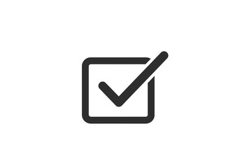 A black checkmark within a square box isolated on a white background