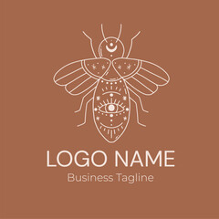 Logo bug aesthetic line art design vector