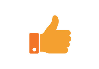 An orange thumbsup graphic with a square cuff showing a button
