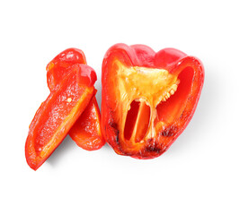 Tasty grilled bell pepper isolated on white background