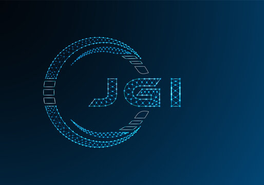 JGI low poly letter logo vector design. JGI lower poly logo design. Low poly logo.