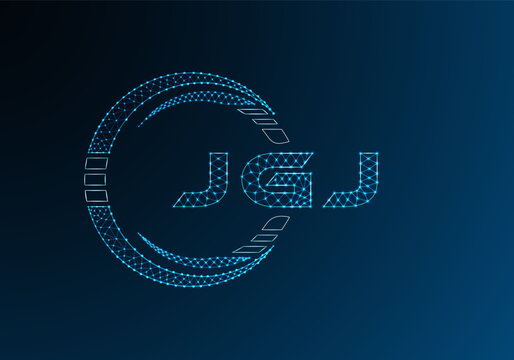 JGJ low poly letter logo vector design. JGJ lower poly logo design. Low poly logo.