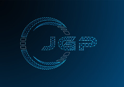 JGP low poly letter logo vector design. JGP lower poly logo design. Low poly logo.