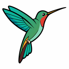 Hummingbird in Flight art vector white background