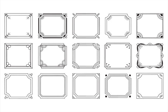 Elegant retro-inspired line frames for invitations and decorative design