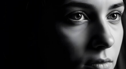 Fototapeta premium Intriguing Monochrome Portrait A Woman's Thoughtful Gaze