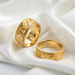 wedding rings on a pillow