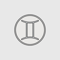 Gemini zodiac sign minimalist line art icon
