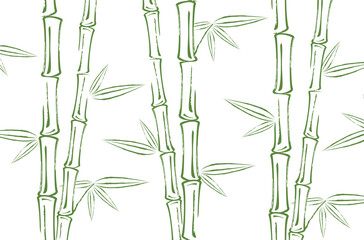 Bamboo background in grunge style. Bamboo tree and leaves pattern.